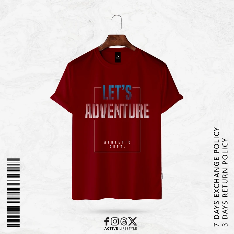 ActiveLifestyle Men's Premium T-Shirt | Let's Adventure maroon